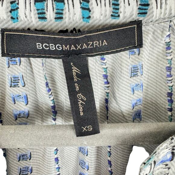 BCBGMaxazria Blue Gray Long Bell Sleeve Split Neck Lightweight Blouse Size XS - Picture 6 of 6